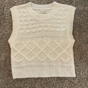 Cream Knit Sleeveless Sweater